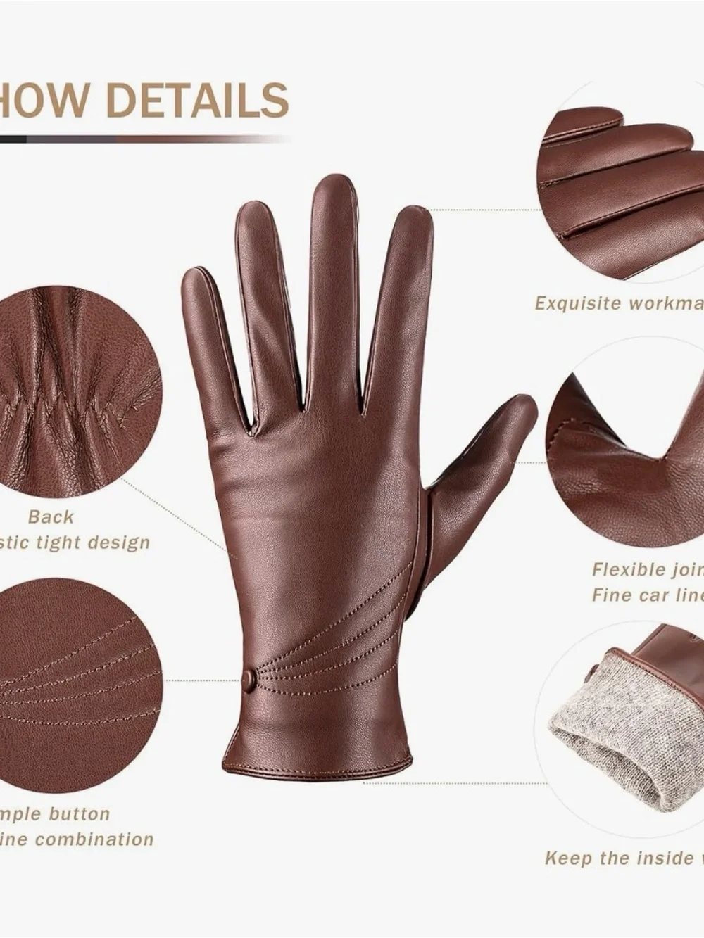Classic Brown Leather Gloves
